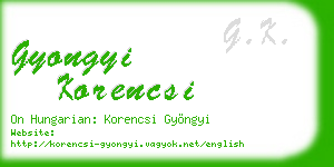 gyongyi korencsi business card